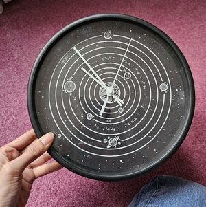 Black Solar System Wall Clock - Astronomical Design